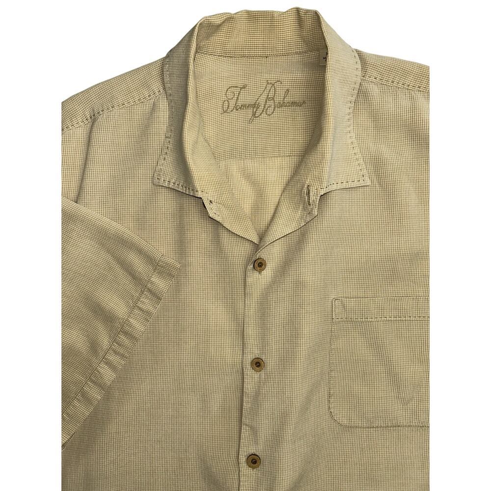 Tommy Bahama Men’s 100% Tencel Lyocell Pick Stitch Beige Camp Shirt Size XXL